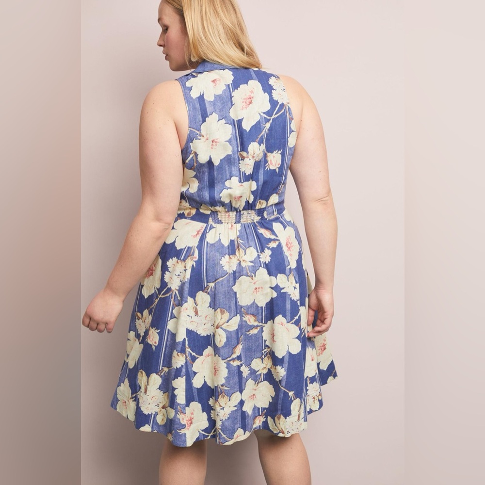 by Anthropologie Camellia Collared Dress in Blue Motif size 6 - Picture 6 of 12